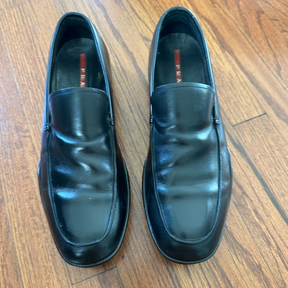 Prada Linea Rossa Black Leather Loafers - Picture 1 of 10